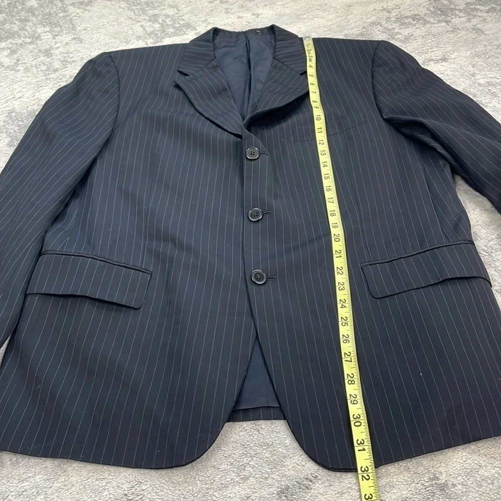 Joseph Abboud Black Pinstripe Suit Business Formal Wool Sz 42S Jacket 36 Pants